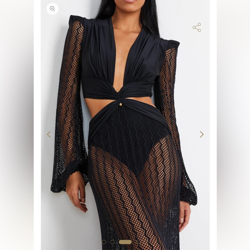 PATBO PLUNGE NETTED BEACH DRESS